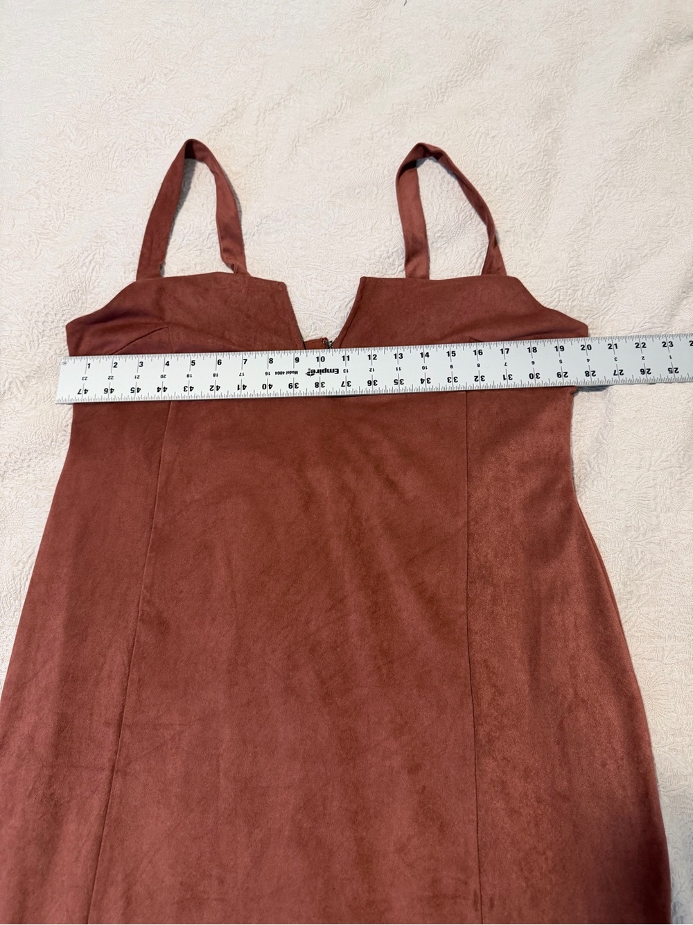 Forever 21 Rust Suede-Look Western Boho Festival V-Notch Bodycon Mini Dress - Picture 7 of 11